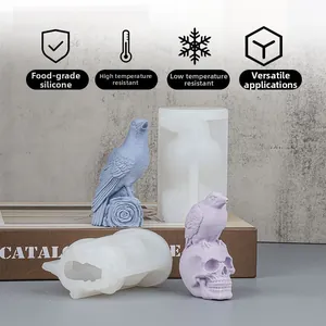 Detail of bird and skull silicone molds for DIY resin casting and aromatherapy candles