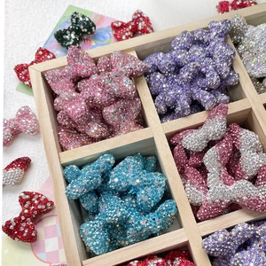 Sparkling rhinestone bow wing beads in various colors for DIY jewelry and phone charms