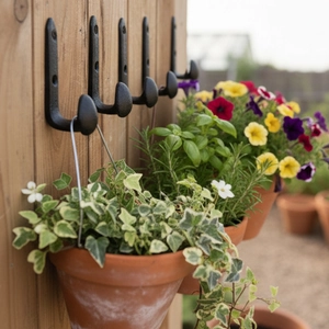 Retro Cast Iron Wall Mounted Hook J-Shaped Heavy Duty Industrial Decorative Hanger For Garden Tools Coat Hat Robe