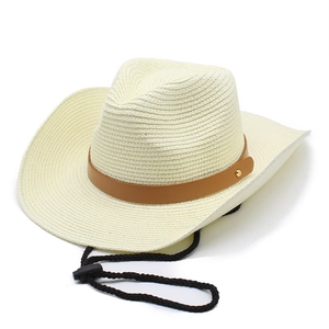 Cappello Da Cowboy In Paglia A Tesa Larga Protezione Solare Traspirante Spiaggia Viaggio All'aperto Per Uomini Donne Con Corda Regolabile Fascia In Pelle Borchie In Metallo
