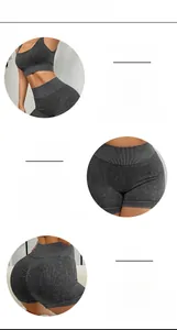 Detailed view of the ribbed seamless yoga set showing peach buttocks line and crotch design