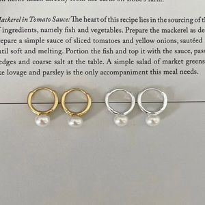 Artificial Pearl Hoop Earrings 925 Sterling Silver Artificial Pearl Drop Dangle Ear Buckle Elegant Minimalist For Women