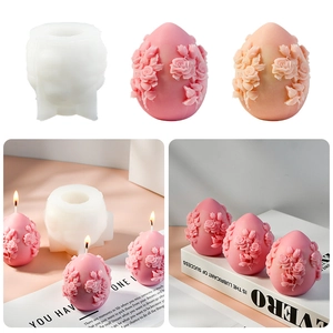 Easter Rose Flower Egg Silicone Mold For DIY Candle Making 3D Floral Relief Plaster Soap Casting Home Decor Tool