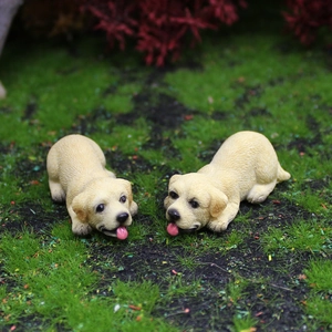 Miniature golden retriever figurines for micro landscape and moss garden decor