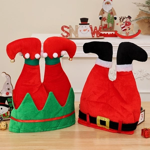 Christmas Hats Plush Funny Elf Legs Santa Claus Legs Decor Party Costume Headwear With Bells And Buckles For Holiday