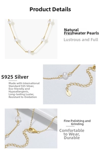 Detailed close-up of S925 sterling silver lobster clasp and natural freshwater pearl chain