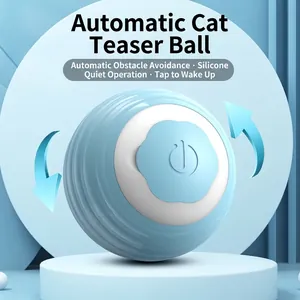 Smart automatic cat toy ball with obstacle avoidance and silent silicone design