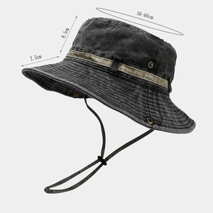 Vintage washed cotton sun hat with adjustable strap and breathable vents for outdoor fishing