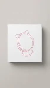 White product packaging box for cute cat ear vanity mirror on a neutral background
