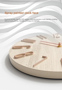 Detail of eco-friendly ABS wall clock face with rose gold 3D numerals and textures