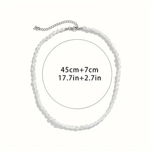 Detailed view of baroque pearl necklace with 45cm main chain and 7cm extender chain