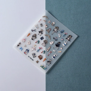 5D embossed nail art stickers FEB-366 with cute cartoon maid and bow designs