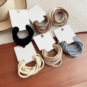 Elastic Hair Ties High Stretch Seamless Ponytail Holder Cloth Earth Tone Basic Hairbands For Women