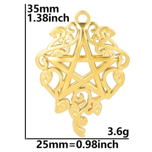 Tableau de taille et poids pour pendentif étoile fleur en or 18K avec motif vigne