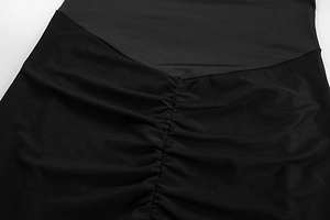 Detailed back view of high-waist ruched leggings showing elastic fabric and shaping seams