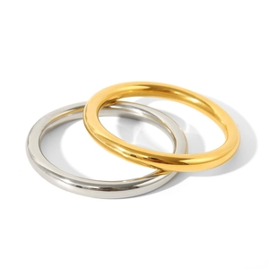 Polished 18K gold and silver stainless steel minimalist hollow tube bracelets