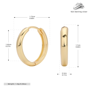 Detailed size specifications and dimensions for 925 sterling silver hoop earrings