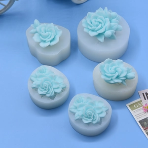 Ensemble de moules en silicone rose 3D pour bougies et créations en résine DIY