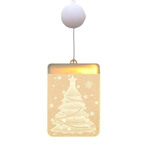 Illuminated acrylic Christmas tree pendant with warm LED lights and hanging power cord