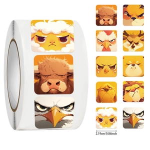 Detail of 0.86 inch cartoon animal reward stickers featuring sheep, lion and shiba inu