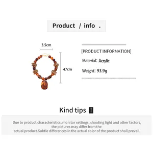 Size guide showing 47cm length and 3.5cm width of acrylic geometric pendant necklace