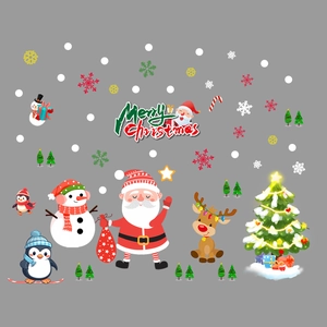 Christmas window static stickers with Santa, snowman and reindeer for festive home decor