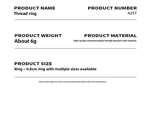 Detailed size chart and specifications for vintage 18k gold plated stainless steel ring