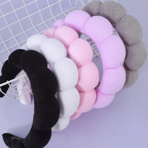 Plush sponge headband set in multiple colors for face washing and skincare routines