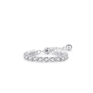 925 Sterling Silver Adjustable Chain Ring For Women Minimalist Zirconia Row Eternity Band Elegant Slider Finger Jewelry