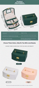 Detail view of large capacity 2-layer jewelry box with dimensions 20x16x10cm and locking latch