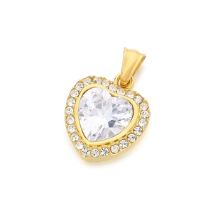 Luxurious 18K gold plated heart pendant featuring a sparkling crystal with pavé set crystals