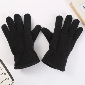 Unisex black fleece gloves featuring windproof material for winter riding and outdoor warmth
