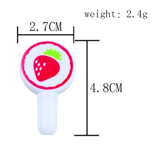 Detailed view of strawberry novelty pen accessory with 2.7x4.8cm size specifications