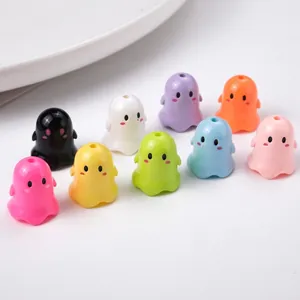 Ghost Beads Acrylic Lacquer Cartoon Mini For DIY Jewelry Making Halloween Decorative Cute Pendants Charms Craft Accessories