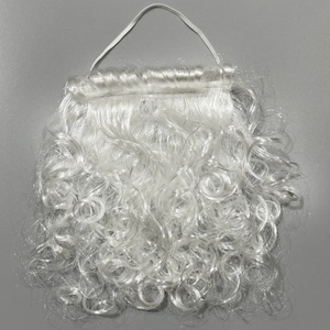 Curly white Santa Claus beard prop made of synthetic fiber for Christmas costume decor