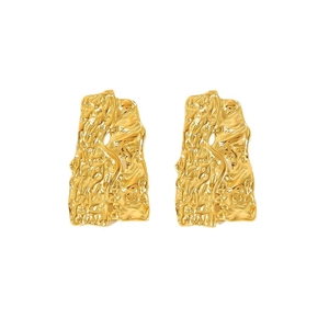 18k gold plated stainless steel earrings with unique irregular fluid texture design