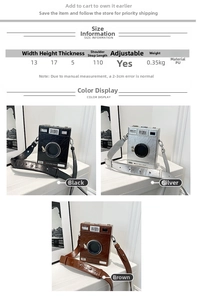 Guide des tailles détaillé pour le sac bandoulière rétro en forme d'appareil photo
