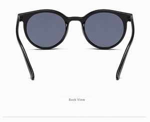 Rear view showing the symmetric frame structure and curved temples of the black sunglasses