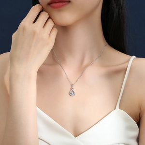 Elegant s925 silver infinity heart necklace with teardrop zircon pendant for women