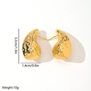 Detailed view of 14K gold-plated irregular earrings with dimensions and weight specs
