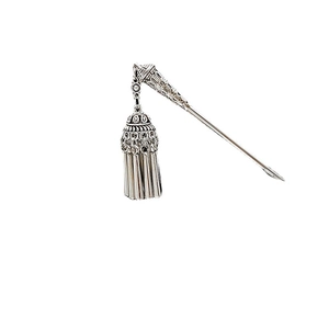 Traditional silver hair stick with turquoise flower and elegant tassel for Hanfu outfits