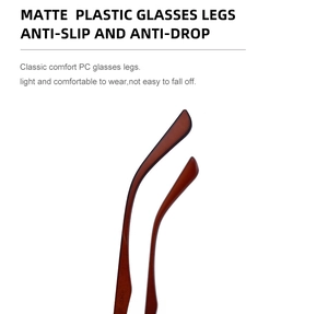 Detail view of anti-slip matte brown temple tips for PC sports sunglasses in high quality
