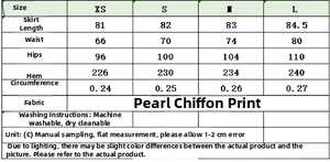 Size guide table for asymmetric plaid midi skirt showing length, waist, and hip measurements