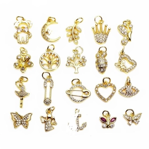Mini Copper Zircon Charms For Jewelry Making Butterfly Heart Dainty Gold Plated Pendants For DIY Necklaces Earrings