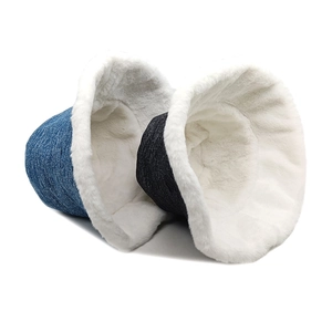 Chapeaux bobs d'hiver réversibles en denim avec doublure en fausse fourrure bleue et grise