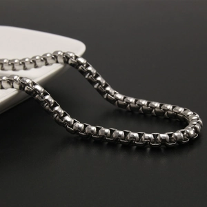 Stainless Steel Round Box Chain Necklace Minimalist Hip Hop Jewelry For Men Women High Polished Venetian Link