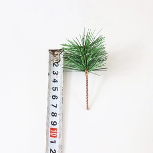 Artificial green PVC pine needles 9.5cm length with ruler for DIY Christmas tree decoration