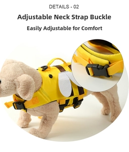 Détail du gilet de sauvetage abeille pour chien avec boucles réglables et ailes jaunes