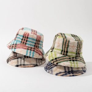 Cappello Alla Pescatora In Pelliccia Sintetica A Quadri Caldo Inverno Antivento Morbido Peluche Accessori Eleganti Per Donna Uomo