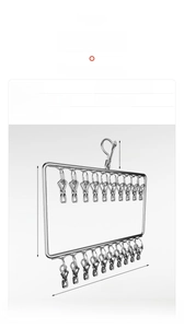 Detailed size specifications for the multi-clip stainless steel drying rack with dimensions